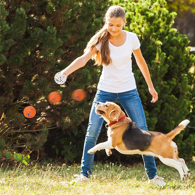 Dog Balls for Aggressive Chewers, Indestructible Bouncy Floating Balls for Training Dog Catch and Fetch, Sturdy Solid Tennis Ball Toys for Large Medium Small Dogs - 2.75in - Orang&White - 2pcs