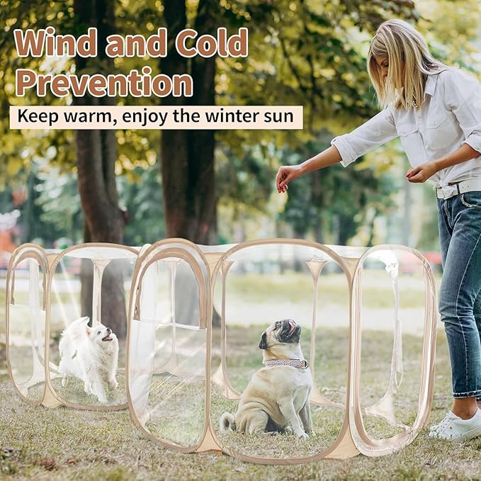 Cold Resistant Cat Playpen PVC Dog Playpen - Portable & Foldable Indoor Outdoor Puppy Playpen - Insulated 2-Room Dog TentCrate Cage Kennel, Playpen for Kitten, Small Animals Play Pen