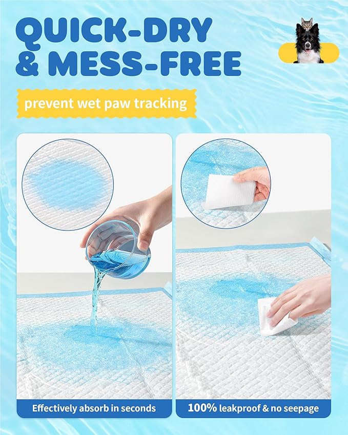 75-Pack XX-Large Puppy Pads - 38" x 28" Pee Pads for Dogs Potty Training with Leak-Proof Quick-Dry Design, 6-Layer Wee Wee Pads for Dogs, Blue