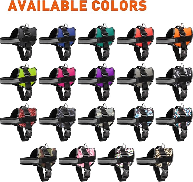 Dogline Dog Harness, Reflective No-Pull Adjustable Vest with Handle for Walking, Training, Breathable, No - Choke Harness for Small, Medium or Large Dogs Room for Patches Girth 27 to 34 in Turquoise