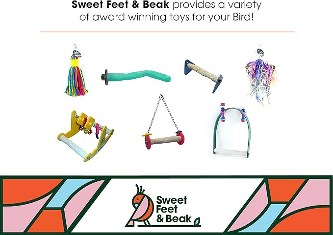 Comfort Grip Safety Perch for Bird Cages - Pedicure Perch for Birds to Keep Nails and Beaks in Top Condition - Safe Easy to Install Bird Cage Accessories- L 13"