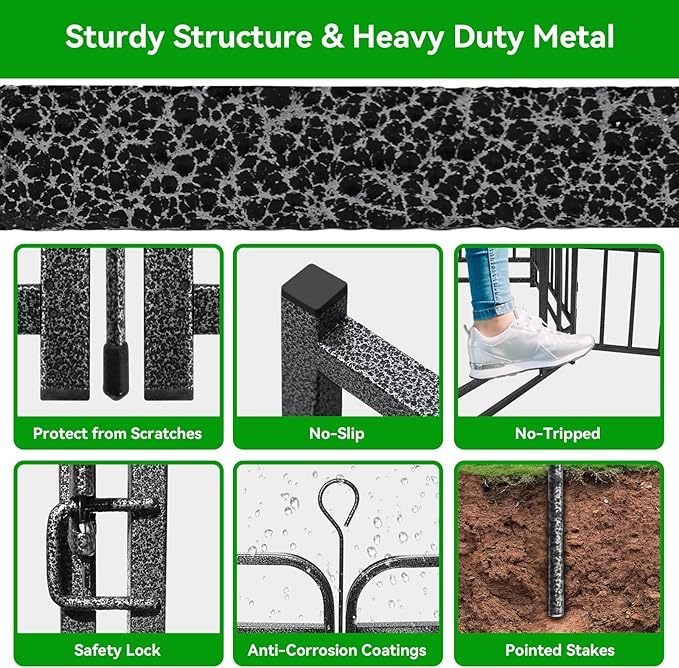 Dog Playpen Outdoor 8 Panels Heavy Duty Dog Fence 32" Height with Thick Pipe Anti-Rust with Doors Portable for RV Camping Yard, Total 18FT, 25 Sq.ft, Snowy Black