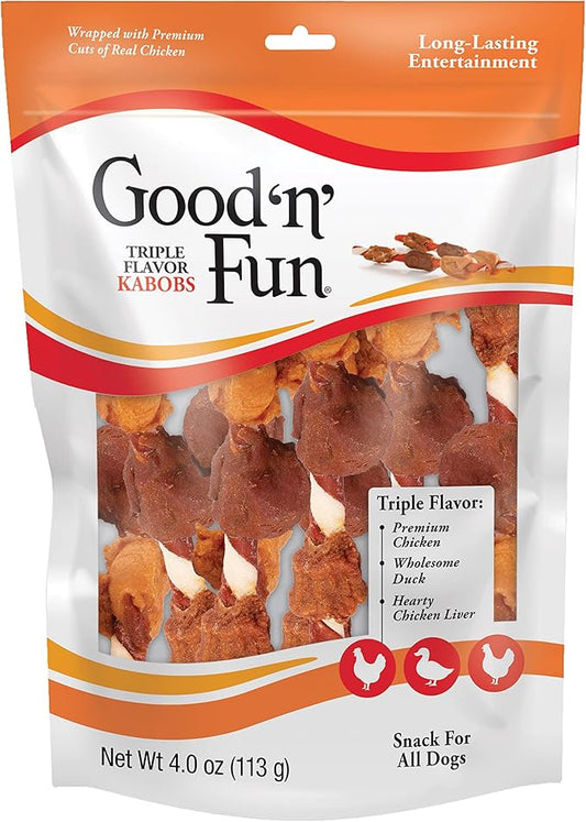 Good'N'Fun Triple Flavored Rawhide Kabobs for Dogs