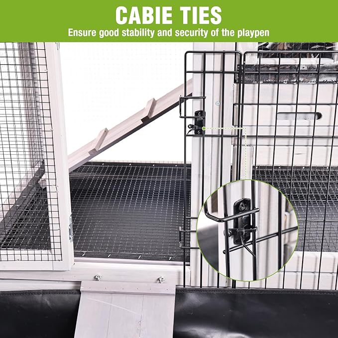 Bunny Playpen Indoor & Outdoor, Rabbit Playpen with Waterproof Liner, Extension Guinea Pig Cages for Small Animals (Playpen Only)