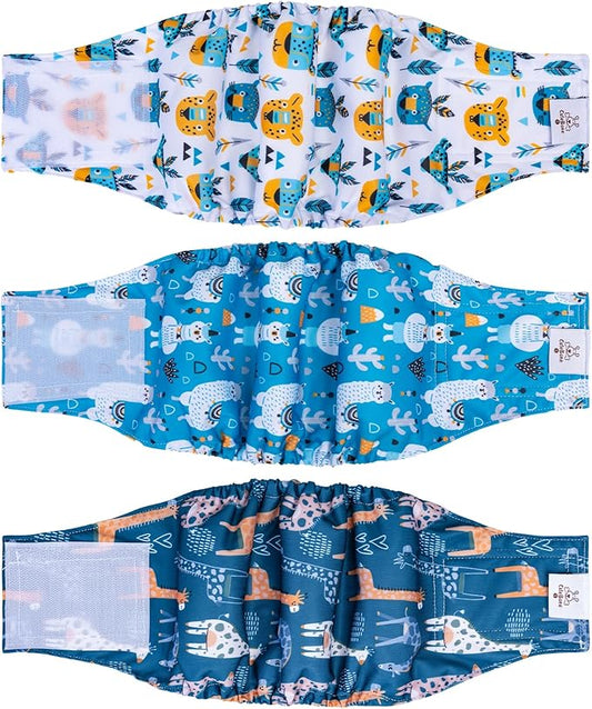 CuteBone Dog Diapers Male Washable Belly Band for Male Dogs Wraps 3pcs a Pack DM43XS