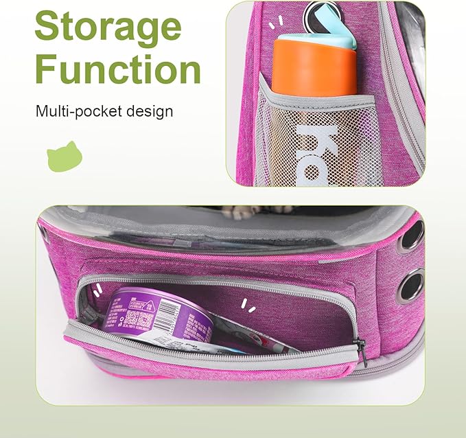 Expandable Cat Backpack,Cat Bubble Backpack Carrier for Carrying Cats, Pets and Small Dogs,Airline-Approved,Designed for Travel, Hiking, Walking,Car （Pink