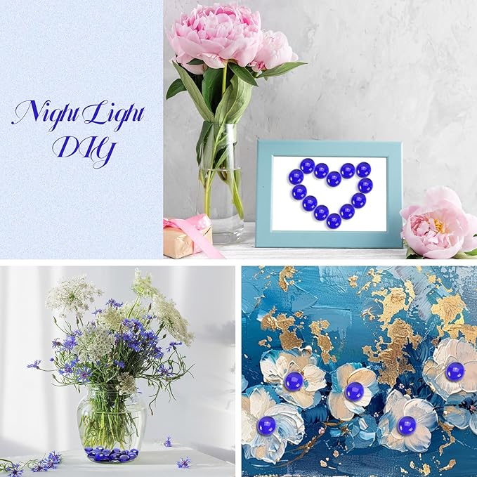 5LB Cobalt Blue Flat Glass Marbles for Vases, Gemstone Beads Vase Filler Decorative Glass Pebbles for Fish Tank, DIY Crafts, Aquarium Decor Rocks