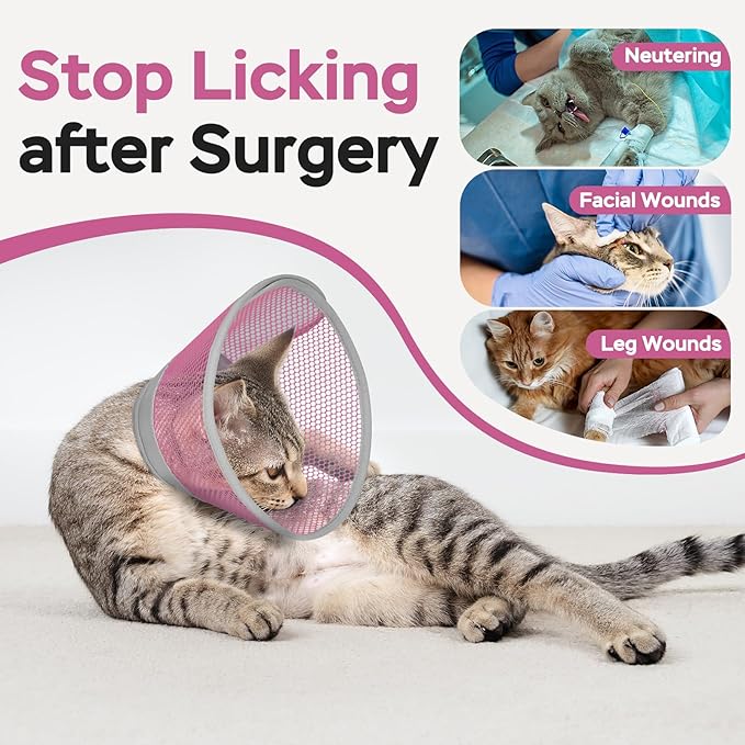 Cat Cone Collar Soft to Stop Licking After Surgery, Waterproof Lightweight Recovery Collar for Cats and Small Dogs, Elizabeth Plastic Cone Alternative, Neck Pillow to Prevent Scratches