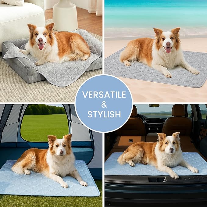 Cozy Bliss Leakproof Cooling Blanket for Medium Dogs – Q-Max>0.4, Durable & Washable Dog Cooling Mat for Hot Weather, Soft Pet Throw & Couch Protector for Dogs & Cats, 30x40 Inch, Heather Silver Grey