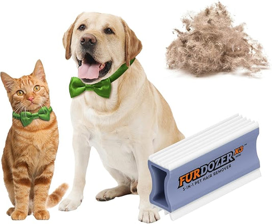 FurDozer X3 MINI Pet Hair Remover & Auto Detailing Tool - Cat & Dog Hair Remover for Carpet, Car Interior, Couch, Bedding, & Furniture - Reusable Pet Hair Removal Tool for Dog Fur & Lint, 3.5", Purple