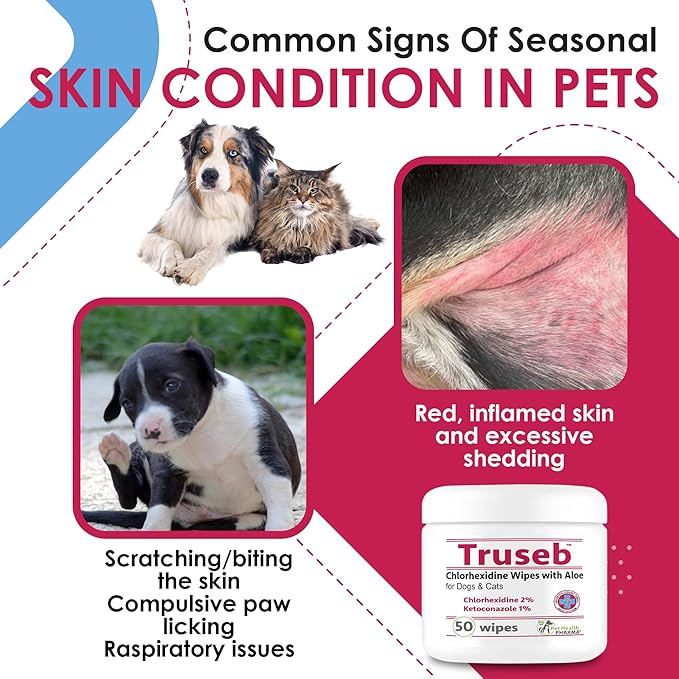 Chlorhexidianes Wipes for Dogs, Cats and Horses (Made in U.S.A) (USA) (Ketoconazole & Chlorhexidine Wipes, 50 Count)