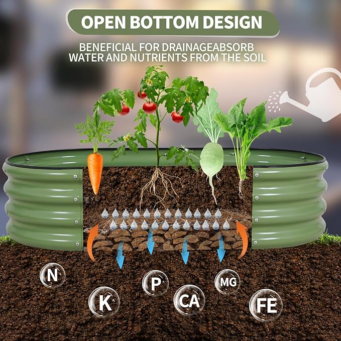 Galvanized Raised Garden Bed Outdoor- Raised Beds for Gardening| Metal Planter Box, Steel Raised Garden Bed Kit with Safety Edging and Gloves for Vegetables, Flower, Herbs (4x2x1FT, Green)