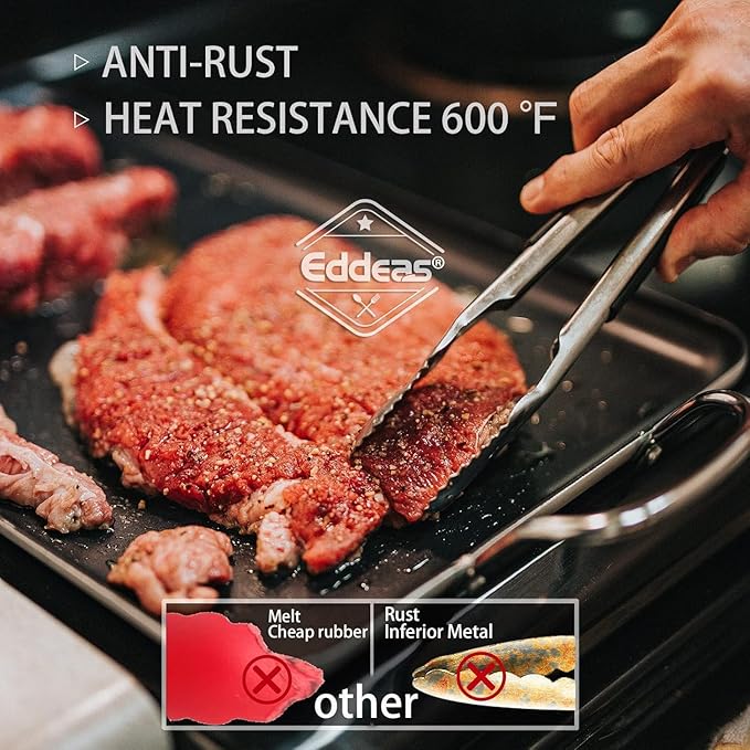 4 Pack Tongs For Cooking, Heat Resistant 600 Degrees 9",12" Stainless Steel Locking Metal Tong & 9",12" Kitchen Tongs with Silicone Tips, Non-Slip Food Silicone Tong, Heavy Duty, Non-Stick