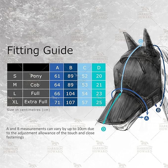 Harrison Howard LumiVista Horse Fly Mask Standard with Ears UV Protection for Horse Tribal Rhombus XL Extra Full