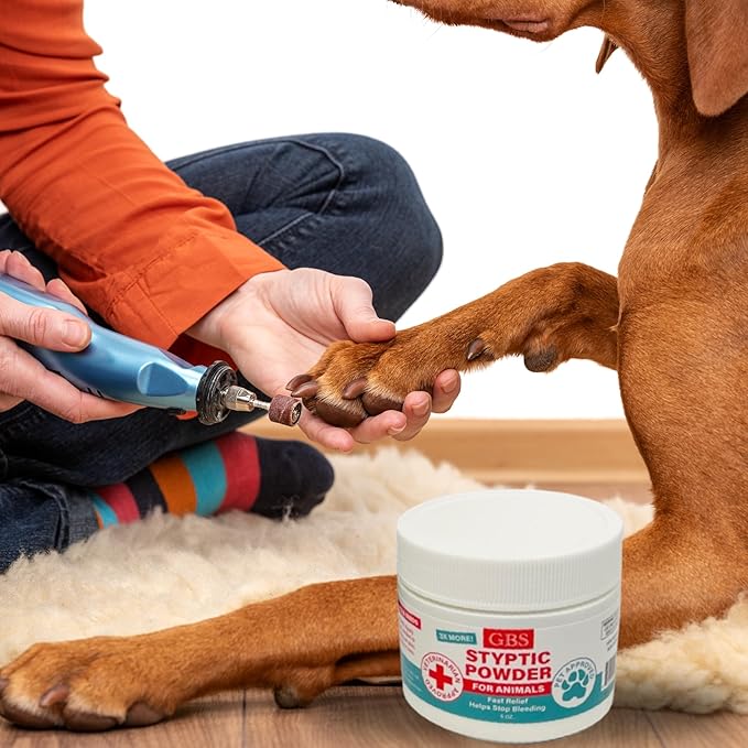 G.B.S 5 oz Styptic Powder for Dogs, Cats & Birds – Quick Blood Clotting for Nail Clipping, Minor Cuts, Tail Docking & Wing Clipping – Pet First Aid Hemostatic Powder with Sealed Top & Scoop