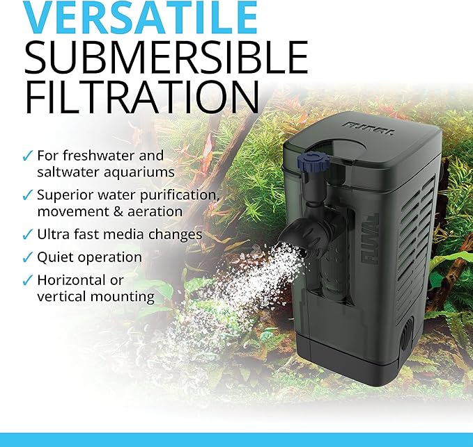 Fluval U1 Underwater Filter, Freshwater and Saltwater Aquarium Filter, A465, Black