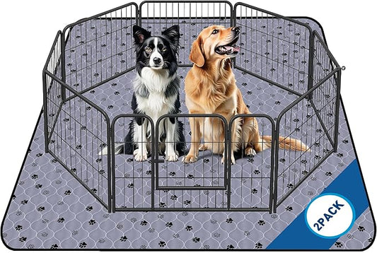 Fostanfly Non-Slip Washable Pee Pads for Dogs, 2 Pack Large 63"x63" Ultra-Absorbent and Leak-Proof Reusable Potty Training Pads for Dogs and Cats Puppy Pads