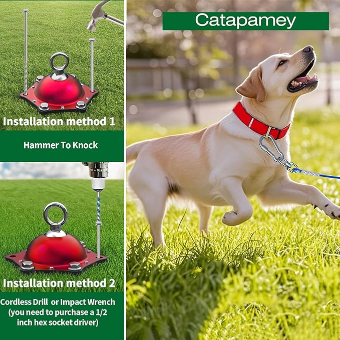 Dog Tie Out Cable and Stake for Yard,(up to 200lbs) 360°Swivel Dog Run Anchors- No Tangle,with 30FT Heavy Duty Tie Out Cable for Dogs,Runner for Yard,Ideal for Outdoor Camping