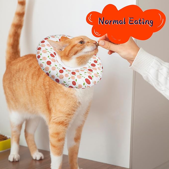 Cat Cone Collar Soft, Adjustable Cat Recovery Collar for Small Medium Large Cats, Cute Donut E Collar After Surgery, Anti-Lick Wound Healing Elizabethan Collar for Kittens(Pink Cherry, Medium)