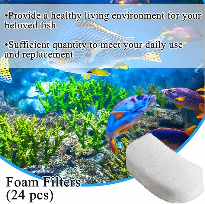 24 Pcs Filter Media Compatible with Fluval 106/107/206/207 Canister Filter Media Aquarium Polishing Pads 5.71 x 2.76 x 1.38 Inches Fish Tank Aquarium Accessories Replacement