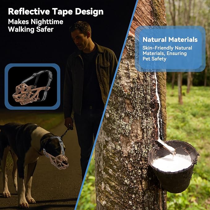 Dog Muzzle for Large Dogs, Breathable Basket Muzzles for Small, Medium and X-Large Aggressive Dog, Allows Panting Drinking, Suitable for Grooming Trimming Training (Camouflage Brown, XL)