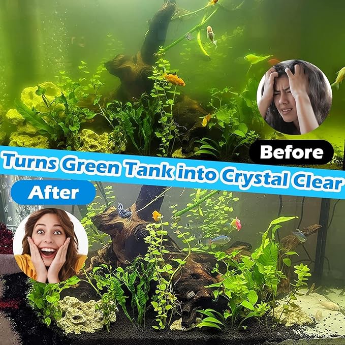 158GPH Small Aquarium Filter, UV Sterilizer for Aquarium for 10-45 Gallon Tank, Internal Pump for Turtle Betta Fish Tank Filter Silent 4-in-1 Green Killing Machine with Fish Tank Filters Deodorization