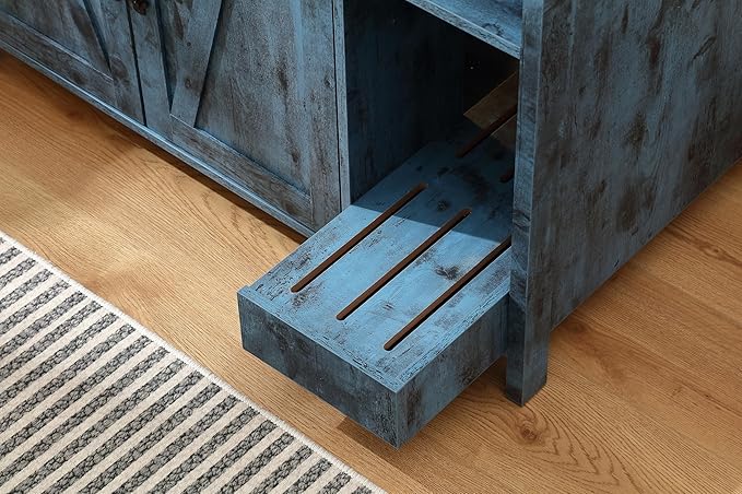 Cat Litter Robot Enclosure, Enclosure for self-Cleaning Litter Boxes,Adjustable Shelf for Dog Proof and Storage,Charging Station,Locks Added for cat,Large Indoor Cat House,Blue