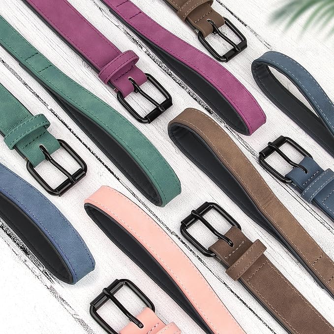 Didog Soft Padded Leather Dog Collar and Leash Set, Pink Breathable Pet Collars with 4FT PU Leather Dog Leash for Small Medium Large Dogs, Pink, XL