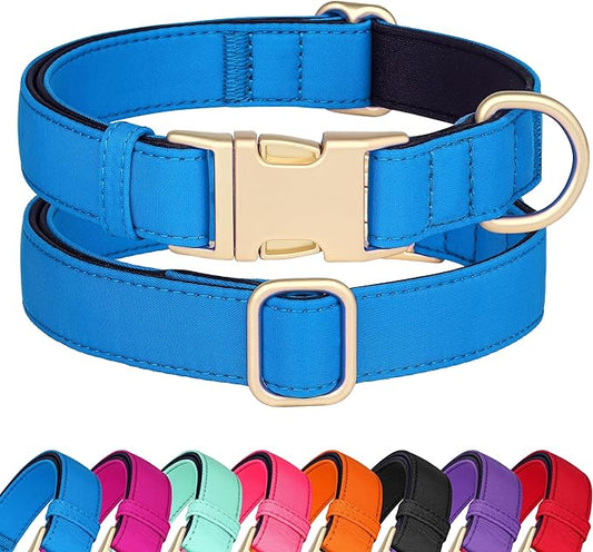 Didog Soft Padded Dog Collars for Small Dogs, Colorful and Durable Dog Collar with Quick Release Buckle, Light and Breathable for Daily Walking, Blue, S