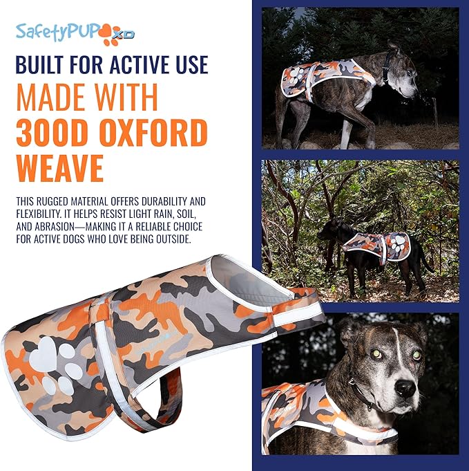 Dog Reflective Vest – Hi-Vis Fluorescent Visibility That Helps to Safeguard Your Pet On/Off Leash in Urban & Rural Areas (Camo, Small)