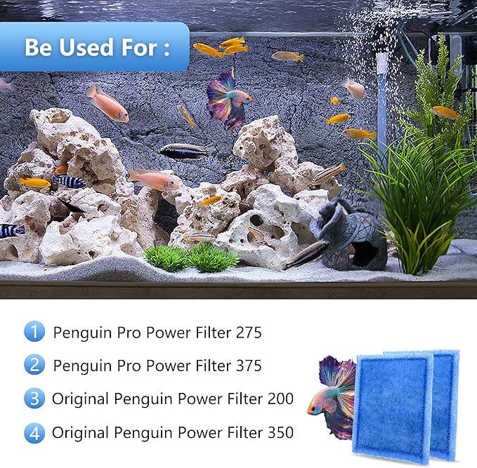72 Pack Aquarium Rite-Size C Filter Cartridges Compatible with PRO Power Filters 275/375,Power Filters 200/350