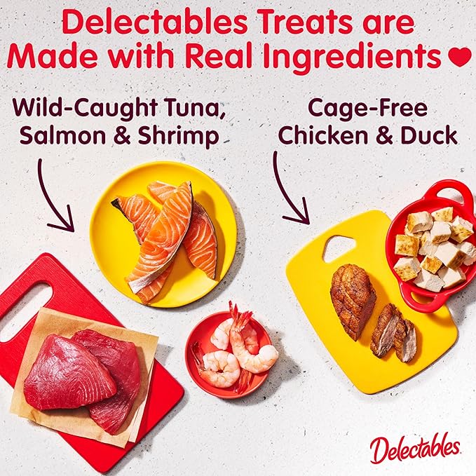 Delectables Squeeze Up Handheld Lickable Treats, Chicken, (Tuna and Tuna and Salmon) 54 Count