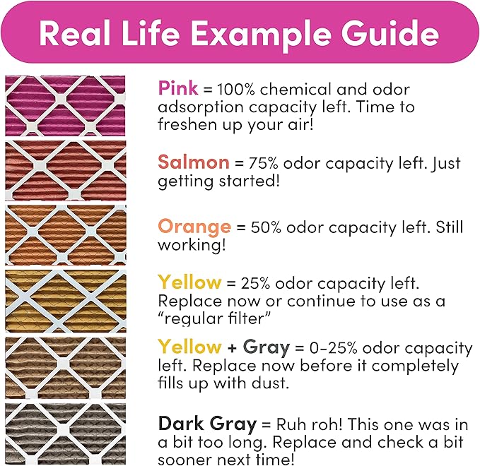 Colorfil 14x20x1 Air Filter (2-Pack) | Made in the USA | Color Changing | Remove Cat and Dog Odor | MERV 8 for Pet Hair Dander and Dust | 13.5"x19.5"x0.75" Exact Size