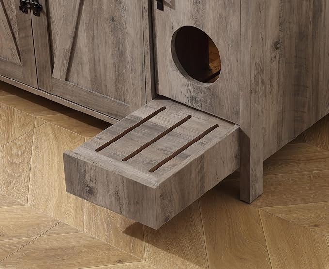 Cat Litter Robot Enclosure, Automatic Litter Box Enclosure for Litter Robot 3/4,Cat-Exclusive entrace for Dog Proof and Fun,Charging Station for cat Litter Cabinet,Litter Collector and Lock,Grey