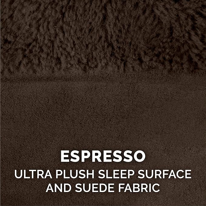 Furhaven Cooling Gel Dog Bed for Large Dogs w/ Removable Bolsters & Washable Cover, For Dogs Up to 125 lbs - Plush & Suede Sofa - Espresso, Jumbo Plus/XXL