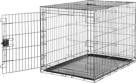 Amazon Basics Durable, Foldable Metal Wire Dog Crate with Tray, Single Door, 42 x 28 x 30 in, Black