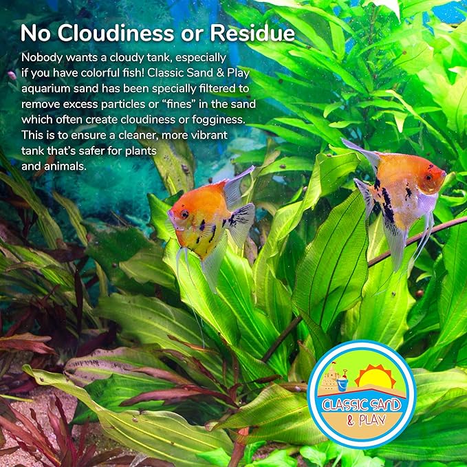 CLASSIC SAND & PLAY Natural Aquarium Sand for Freshwater and Saltwater Tanks, 40 lb. Bag, Improves Filter Life and Filtration Process, Pre-Washed Fine Sand, Green