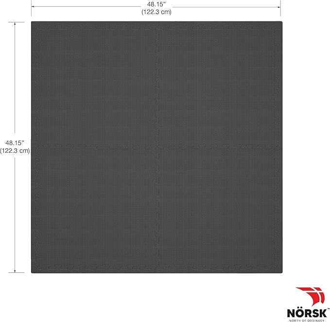 Norsk Multi-Purpose Reversible Floor Mats - EVA Interlocking Foam Tiles (Gray/Black 36 Tiles - 144 sq. Ft. 1/2" Thick)