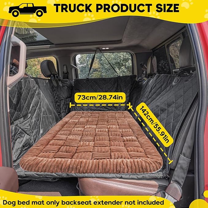 Dog Car Bed Mat, Non-Slip Backseat Extender Pet Blanket, Plaid Dog Bed for Trucks, Sedans & Large SUVs, Chew-Resistant Travel Pad for Dogs, Easy Clean & Scratch-Proof & Comfort（56"x28.7" Brown