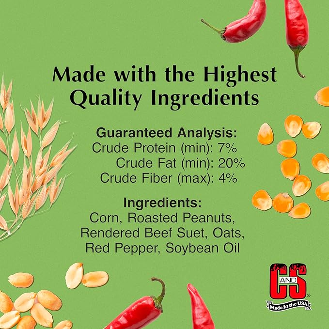 C&S Hot Pepper Delight No Melt Suet Dough 11.75 Ounces, 8 Pack