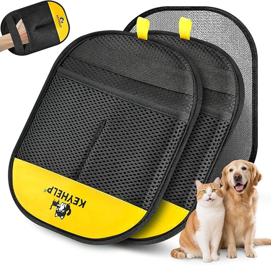 2Pcs Pet Hair Removal Glove for Dogs & Cats, Newly Upgraded Reusable Electrostatic Pet Hair Gloves, Pet Hair Remover Tool for Clothing, Couch, Carpet, Car Seat