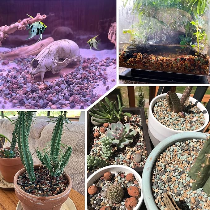 5lb Mix Horticultural Lava Rock Pebbles Pumice Potting Soil Amendment Succulent Cactus Bonsai Gritty Rock Decorative Gravel Plant Drainage Volcanic Rock for Aquarium Fairy Gardening Top Dressing