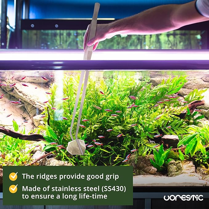 2 Pcs Heavy Duty Reptile Feeding Tongs, Aquarium Tweezers 18 Inch, Straight and Curved Extra Long Tweezers, Reptile Tongs, Aquarium Tongs, Aquarium Tweezers Extra Long