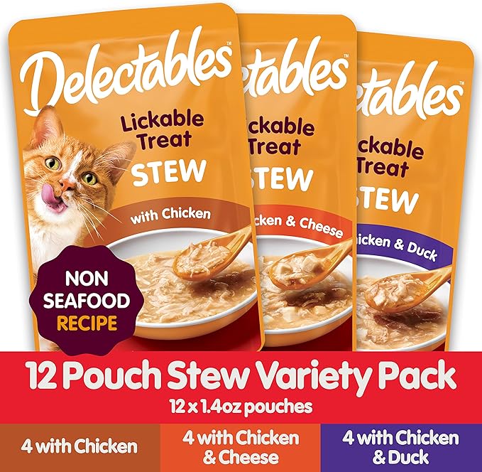 Delectables Non-Seafood Stew Lickable Wet Cat Treats, Variety Pack, 1.4 Ounce (Pack of 12)