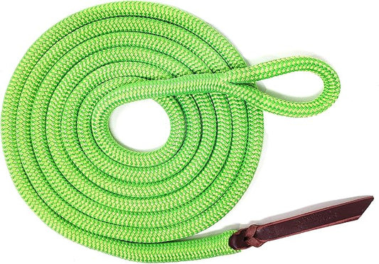 Double Braid Lead Rope with Eye Splice Loop, 12-14FT Lengths (Neon Green, 14 ft.)