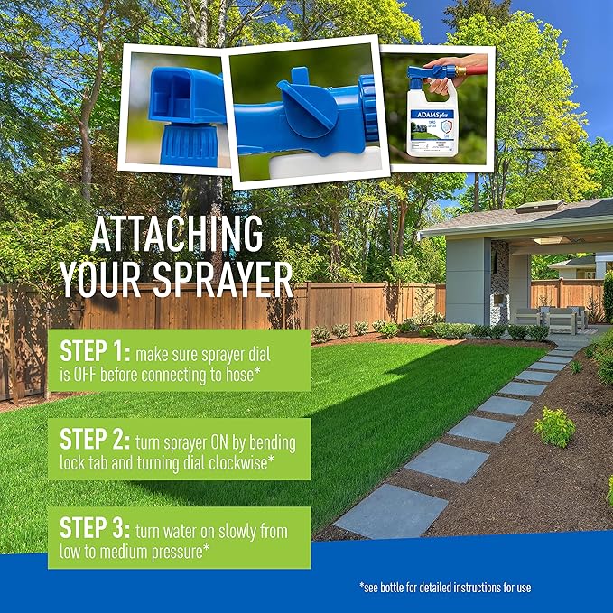 Adams Plus Yard Spray ; Kills Mosquitoes, Fleas, Ticks, Ants, And Many Other Listed Nuisance Pests in Outdoor Areas ; Treats Up to 5,000 Square Feet ; Easy To Use Hose-End Spray ; 32 Fl Oz